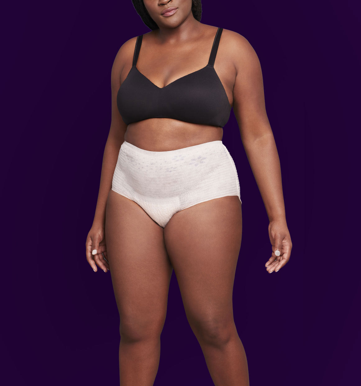 Model Wearing Depend® Incontinence Night Defense® Underwear for Women