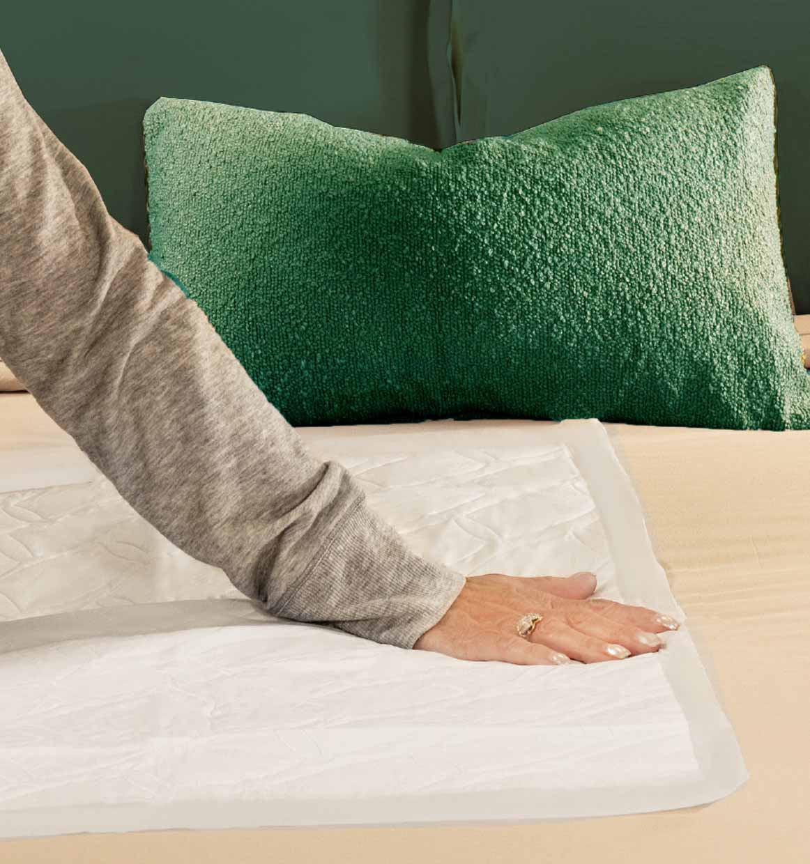 Depend® Incontinence Night Defense® Underpads Feature: Leak-guard slip-resistant backing to stay in place and help stop leaks
